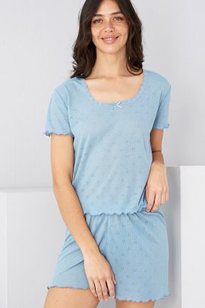ست لباس راحتی آبی زنانه Ajurlu Siyah İnci - کد 936933905