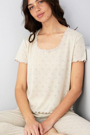 ست لباس راحتی بژ زنانه Ajurlu Siyah İnci - کد 936933962