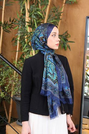 شال سرمه ای زنانه ابریشم CHALE - کد 936987978