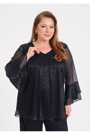 بلوز سایز بزرگ مشکی زنانه سایز بزرگ LİLAS XXL - کد 861275786