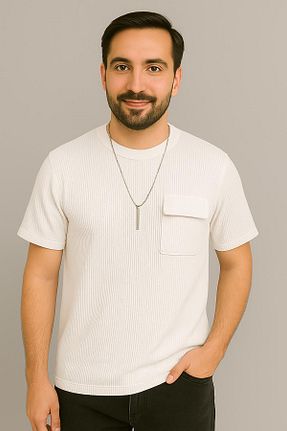 تیشرت مشکی مردانه یقه خدمه WAFRA - کد 937090625