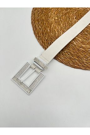 کمربند سفید زنانه چرم مصنوعی Descoin - کد 937114100