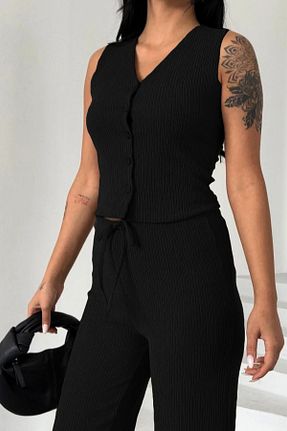 ست بالاتنه و پائین تنه مشکی زنانه بافتنی Siner Fashion - کد 937059466