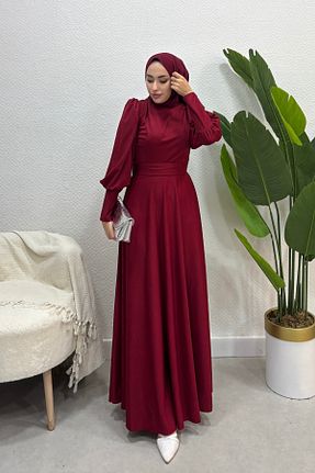 لباس حجاب زرشکی زنانه Kalem Tarzım Tuba - کد 898708580