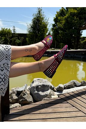 بابت زرشکی زنانه چرم مصنوعی BURCU COLLECTİON - کد 937196365