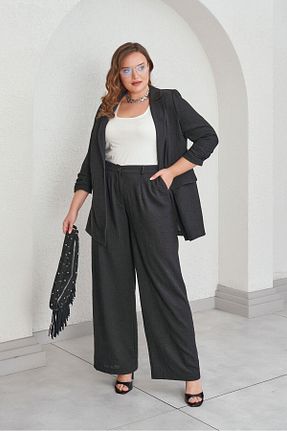 کت سایز بزرگ مشکی زنانه پلی استر Büyük Moda - کد 937231480