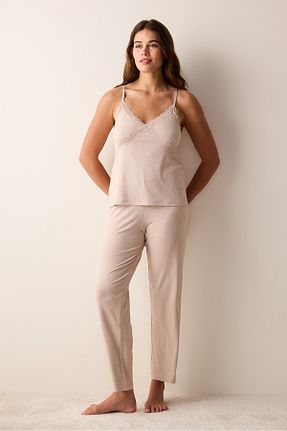 ست لباس راحتی سفید زنانه ساده Penti - کد 845488565