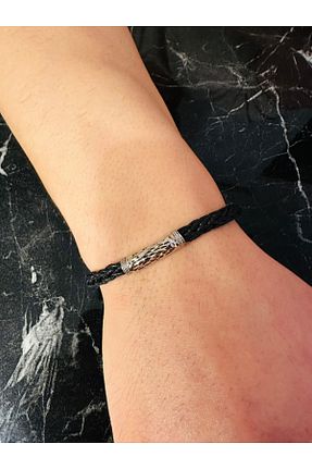 دستبند جواهر سفید مردانه روکش طلا Moda Kulesi - کد 898714469