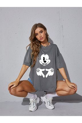 تیشرت طوسی زنانه اورسایز Hunors Sportswear & Company - کد 903926619