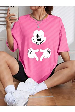 تیشرت صورتی زنانه اورسایز Hunors Sportswear & Company - کد 903926876