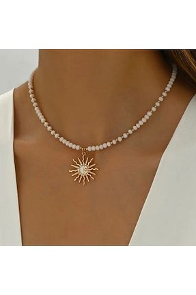 گردنبند جواهر زرد زنانه سنگ Fasion Jewelry - کد 937366258