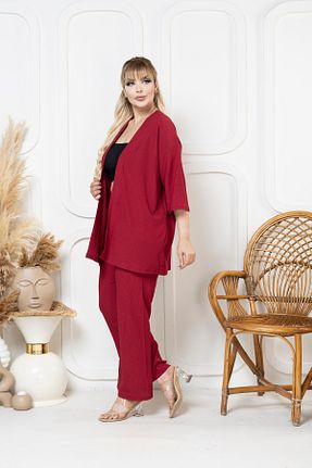 ست بالاتنه و پائین تنه زرشکی زنانه بافت şuranur - کد 935938283