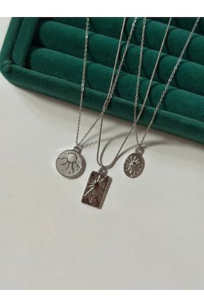 گردنبند استیل ( فولاد ) طوسی زنانه استیل (فولاد) MİOSA - کد 937383562