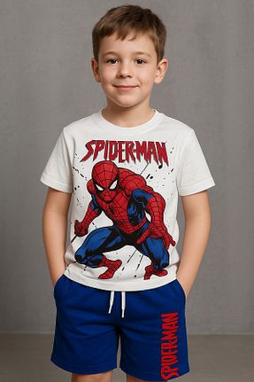 ست بالاتنه و پائین تنه سفید بچه گانه بافت Spiderman - کد 931241674