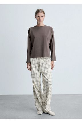 ست لباس راحتی قهوه ای زنانه MANGO - کد 924137730