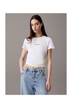 تیشرت سفید زنانه Fitted Calvin Klein - کد 900776621