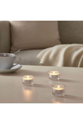 شمعدان و شمع گیر نارنجی شیشه IKEA - کد 376971965