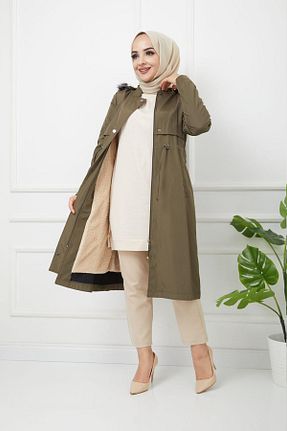 کاپشن حجاب خاکی زنانه پلی استر KMKkombin - کد 138279936
