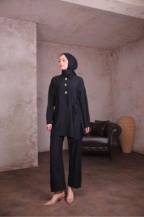 ست بالاتنه و پائین تنه حجاب مشکی زنانه رگولار By Gizem Beyazkaya - کد 937408611