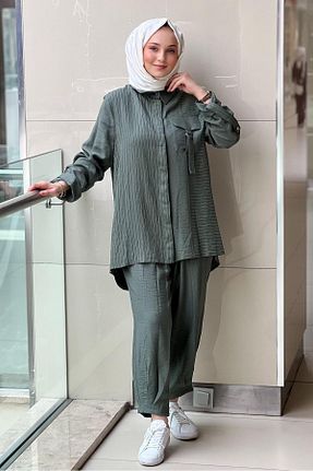 ست بالاتنه و پائین تنه خاکی زنانه بافتنی Nuss - کد 928950747