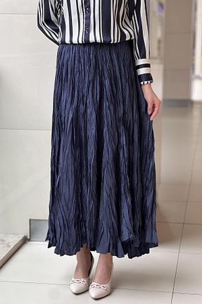 دامن سرمه ای زنانه ساتن Mahal - کد 888065702