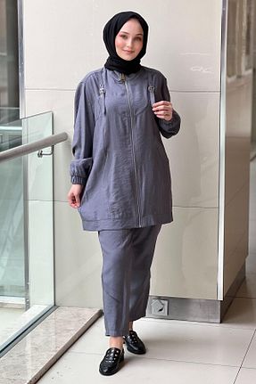 ست بالاتنه و پائین تنه طوسی زنانه بافتنی Nuss - کد 935994721