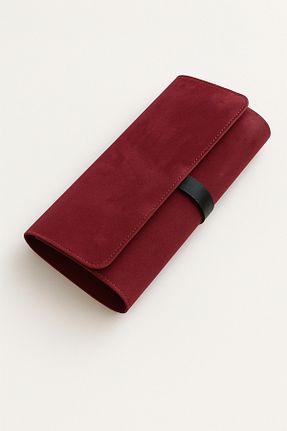 کیف پورتفوی و کلاچ زرشکی زنانه جیر Kleen - کد 936499341