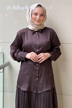 پیراهن قهوه ای زنانه اورسایز Missemramiss - کد 927205081