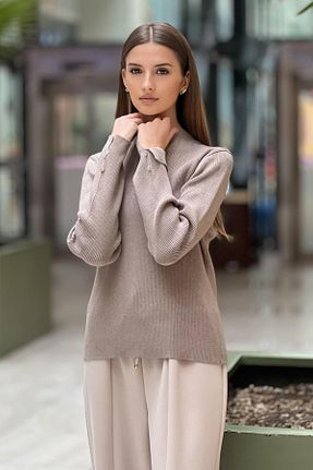 تونیک بژ زنانه بافتنی Ghisa - کد 881651223