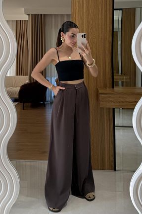 شلوار قهوه ای زنانه پلی استر Gizem Ecemiş - کد 937480215