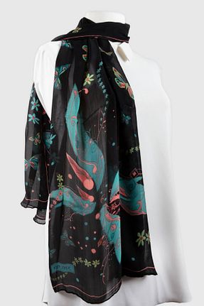 دستمال گردن مشکی زنانه ابریشم NUR İPEK - کد 825411403