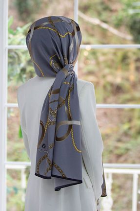 شال طوسی زنانه Medine İpeği Vissona - کد 888334522