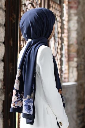 شال سرمه ای زنانه Medine İpeği Vissona - کد 889580345
