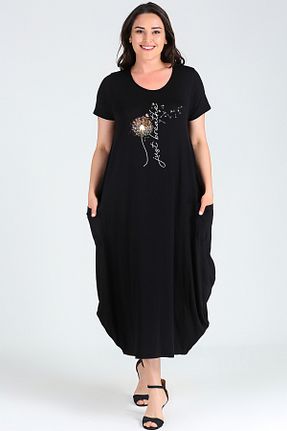 لباس سایز بزرگ مشکی زنانه ویسکون Curvy Trend - کد 937544547