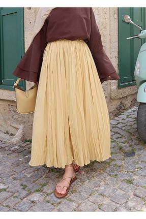 دامن زرد زنانه پلی استر MODA AKSA - کد 937574150