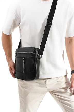 کیف دوشی مشکی مردانه چرم خالص NahitaTyana - کد 937582458