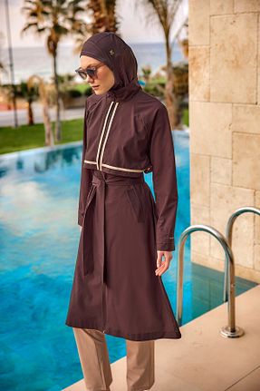 مایو حجاب قهوه ای زنانه ساده Marina - کد 937581215