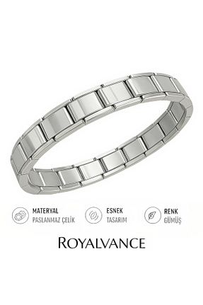 دستبند استیل (فولاد) طوسی زنانه استیل ضد زنگ RoyalVance - کد 921570595