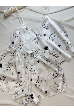ست لباس راحتی سفید زنانه ساده ROZENİN LINGERIE - کد 937609617