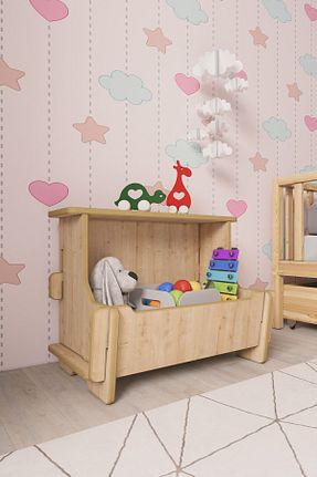کمد اسباب بازی بژ MDF zeo wood design - کد 827939639