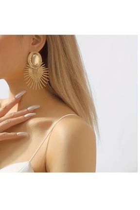 گوشواره جواهر زرد روکش طلا mos&more - کد 937612065