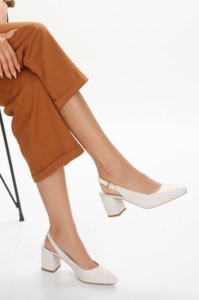 کفش پاشنه بلند کلاسیک بژ زنانه چرم خالص elvinshoes - کد 849877142