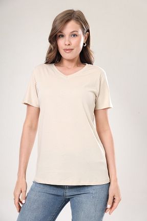 تیشرت بژ زنانه رگولار Tight Lady - کد 847851805