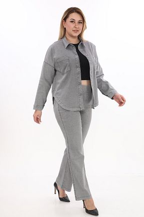 ست بالاتنه و پائین تنه طوسی زنانه بافتنی EXİTLİNE - کد 937707239