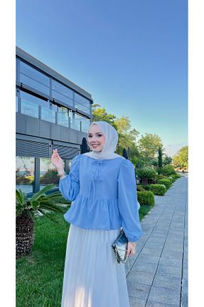 پیراهن حجاب آبی زنانه مام فیت RİELLA - کد 937729181