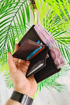 کیف پول قهوه ای مردانه ابعاد کوچک derius - کد 937732499