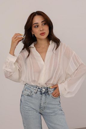 پیراهن سفید زنانه رگولار FACETTE - کد 937734828