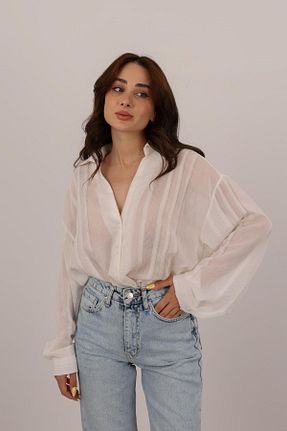 پیراهن سفید زنانه رگولار FACETTE - کد 937734828