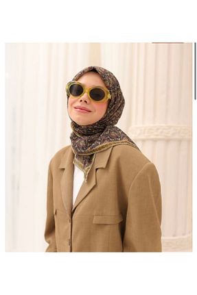 روسری زرشکی کرپ ساتن ابریشم SİLKHOMEE - کد 937774987