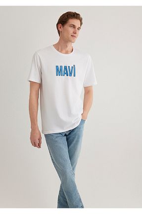 تیشرت سفید مردانه یقه دوچرخه Mavi - کد 334183585